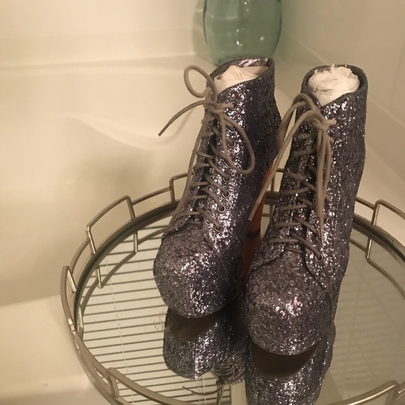 Jeffrey Campbell Lita Booties (Pewter Glitter) - Picture 2 of 6